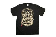 手描きTシャツ 仏画 薬師如来 黒 (半袖 Sサイズ)【1615665】