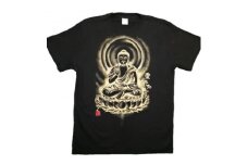 手描きTシャツ 仏画 薬師如来 黒 (半袖 Mサイズ)【1615667】