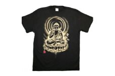 手描きTシャツ 仏画 薬師如来 黒 (半袖 Lサイズ)【1615670】