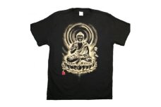 手描きTシャツ 仏画 薬師如来 黒 (半袖 XLサイズ)【1615675】