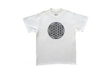 Tシャツ フラワー・オブ・ライフ 麻炭 白 (半袖 Sサイズ)【1619661】