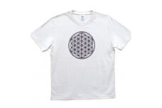 Tシャツ フラワー・オブ・ライフ 麻炭 ヘンプ生地 (半袖 Lサイズ)【1621249】