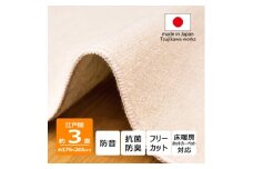 カーペット 江戸間 3畳 防音 抗菌防臭 厚手 ツワブキ 176×261cm アイボリー 日本製【1638463】