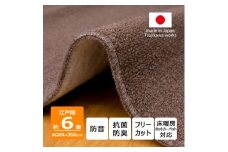 カーペット 江戸間 6畳 防音 抗菌防臭 厚手 ツワブキ 261×352cm ブラウン 日本製【1638802】