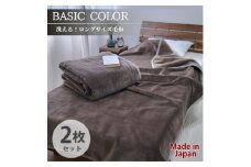 ＜2枚組＞超ロングサイズ140×220cm 洗える! ベーシックカラー高密度軽量毛布 ブラウン【1652483】