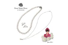＜RoseYumiRose＞8mmパール3点セット(ネックレス/ペンダント/イヤリング)ホワイト【1663075】