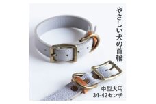 首輪 本革 イタリアンレザー グレー 中型犬用 (34-42センチ)ペット用品＜dc-01ss＞【1663256】