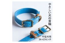 首輪 本革 イタリアンレザー ブルー 中型犬用 (34-42センチ)ペット用品＜dc-01ss＞【1663242】