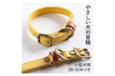 首輪 本革 イタリアンレザー イエロー 小型犬用 (26-32センチ)ペット用品＜dc-01ss＞【1663092】