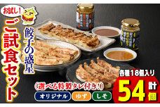 餃子の惑星ご試食セット(3種・合計54個・オリジナル餃子18個、しそ餃子18個、ゆず餃子18個、オリジナルみそたれ)【m06-11】【株式会社夢職人】