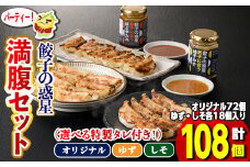 餃子の惑星の餃子満腹セット(3種・合計108個・オリジナル餃子72個、しそ餃子18個、ゆず餃子18個・オリジナルみそたれ)【m06-13】【株式会社夢職人】