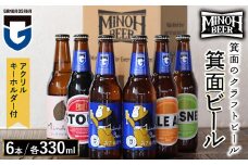 ＜オリジナルキーホルダー付＞箕面ビール ガンバのおさるビールアソートセット(計6本・各330ml) 【m01-29】【箕面ビール】