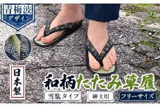 ＜選べるデザイン＞和柄たたみ草履 雪駄タイプ 紳士用(青海波・フリーサイズ×1) 【m89-07-B】【アイ・エス・エム】