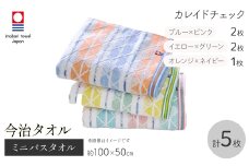 今治タオルブランド ミニバスタオル(カレイドチェック・5枚) 【m95-35】【小杉善】