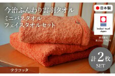 今治ふんわり雲羽タオル ミニバスタオル・フェイスタオルセット(テラコッタ×2) 【m100-15-A】【トクダ】