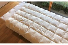 小さいサイズの夏用羽毛ふとん＋和晒しガーゼで作ったカバー（ブルー）のセット