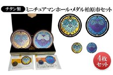 チタン製ミニチュアマンホール・メダル柏原市セット【ぶどう・シャインマスカット】