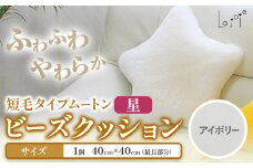 ムートン ビーズクッション 星 アイボリー 40cm × 40cm 1個 有限会社クラフトワークス 《30日以内に出荷予定(土日祝除く)》大阪府 羽曳野市 インテリア 羊 羊毛 クッション