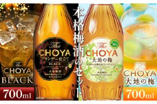 The CHOYA BLACK 700ml The CHOYA 大地の梅 700ml 計2本 セット 飲み比べ 羽曳野商工振興株式会社《30日以内に出荷予定(土日祝除く)》大阪府 羽曳野市 送料無料 梅酒 梅 酒 CHOYA チョーヤ チョーヤ梅酒 お酒 紀州 南高梅 black