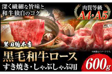 黒毛和牛 ロース すき焼き しゃぶしゃぶ用 A4・A5ランク 600g 株式会社 繁田総本店《30日以内に出荷予定(土日祝除く)》大阪府 羽曳野市 送料無料 牛肉 牛 ロース 牛ロース すき焼き しゃぶしゃぶ 国産 黒毛和牛  x-1