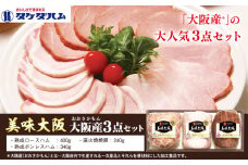 美味大阪 大阪産(もん) 3点セット タケダハム (株)《30日以内に出荷予定(土日祝除く)》大阪府 羽曳野市 送料無料 ロースハム ボンレスハム 焼豚