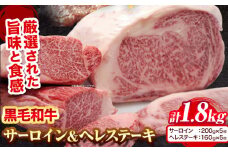 黒毛和牛 サーロイン ステーキ 1kg ヘレステーキ 800g セット エムエスエイ (株)《30日以内に出荷予定(土日祝除く)》大阪府 羽曳野市 送料無料 牛肉 牛 和牛 サーロインステーキ ヒレステーキ ヒレ 200g × 5枚 160g × 5枚