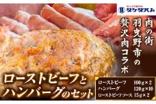 ローストビーフとハンバーグの詰め合わせ タケダハム (株) 《30日以内に出荷予定(土日祝除く)》ローストビーフ 100g×2 ハンバーグ 120g×10 セット ローストビーフソース付き 大阪府 羽曳野市 送料無料