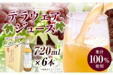 デラウェア ジュース 720ml 6本 有限会社なかむら農園《30日以内に出荷予定(土日祝除く)》大阪府 羽曳野市 ジュース 飲料品 ドリンク ぶどう ブドウ 葡萄 送料無料