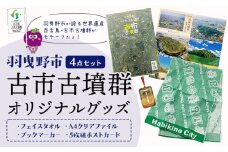 羽曳野市 古市古墳群オリジナルグッズ 4点セット《30日以内に出荷予定(土日祝除く)》 大阪府 羽曳野市 古墳 しおり グッズ ポストカード ファイル フェイスタオル