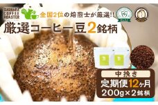 【コーヒー豆定期便】珈琲豆 200g×2銘柄 12ヶ月（中挽き）