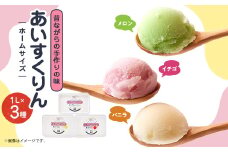 ＜メロン・バニラ・イチゴ＞あいすくりん1リットル3種セット　ホームサイズ【1469217】