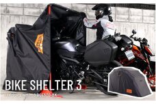 【DOPPELGANGER】バイクシェルター3（DCC570-BK） - 「バイクを入れて、閉めるだけ」のバイクシェルター