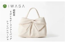 【入卒や結婚式に最適】超軽量リボンモチーフソフトバッグ　シャンパンベージュ〈大きなリボンがふっくらとした仕上がりの「大人かわいい」バッグ〉