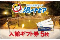 なにわ健康ランド湯～トピア　入館ギフト券5枚 〈複数のお風呂やサウナをご利用いただけます〉