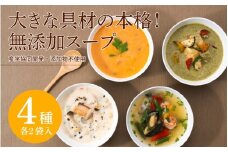 【産学協同開発】大きな具材の本格！無添加スープ4種類×各2個入 
