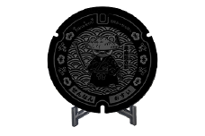 ミニチュアグラウンドマンホール泉南熊寺郎型タイプ（ブラック）【031B-004】