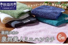 【泉州タオル】泉州美人ミニハンカチ6枚【039D-127】