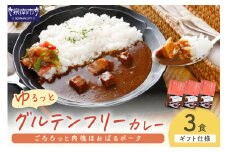 【ギフト仕様】ゆるっとグルテンフリー ごろろっと肉塊ほおばるポークカレー（甘口）3食セット【092E-006】