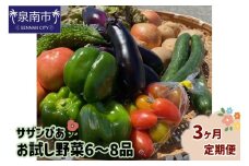 サザンぴあ お試し野菜6～8品 3ヶ月定期便【015B-002】