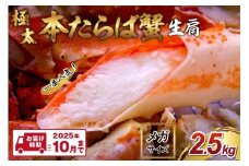 【1肩2.5kgの超極太10L以上メガサイズ】本たらば蟹 生肩 2.5kg  【2025年10月までの発送】1肩 約2.5kg 本タラバ シュリンク 生 蟹の丸山 たらば蟹 生【087B-023】