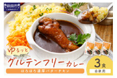 【自家用 化粧箱なし】ゆるっとグルテンフリー ほろほろ濃厚バターチキンカレー（辛口）3食セット【092E-012】