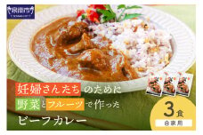 【自家用 化粧箱なし】妊婦さんたちのために野菜とフルーツで作ったビーフカレー 3食セット【092E-018】