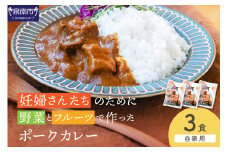 【自家用 化粧箱なし】妊婦さんたちのために野菜とフルーツで作ったポークカレー 3食セット【092E-019】