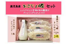 No.315 生たまねぎをそのまま食べるドレッシングと鹿児島県おごじょ豚トンカツ3枚詰合 ／ 生ドレッシング 生玉ねぎ タマネギ 玉ねぎ 玉葱 国産 非加熱 非加熱製法 調味料 ソース サラダ 野菜 揚げ物 とんかつ 豚カツ 惣菜 セット 大阪府