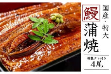 国産 うなぎ 蒲焼 4尾（920g〜1kg）と 特製タレ 4個 セット 鰻 ウナギ 蒲焼き うなぎ蒲焼 セイロ蒸し せいろ蒸し タレ付 冷凍 父の日