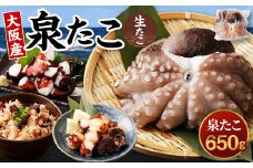 大阪産 泉タコ （生たこ） 650g （1杯～3杯）×1袋 魚介類 海鮮 タコ たこ 真蛸 スミ抜き 塩もみ処理 下処理済み 簡単調理 冷凍