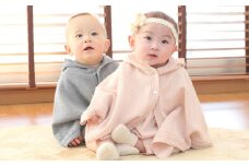【さくらねずみ（洛陽染）】 麻の葉柄 マント co-w90-81【7営業日程度で発送】| ベビー ベビー服 赤ちゃん 羽織り フード オーガニックコットン 綿 出産祝い ギフト 新生児～2歳 日本製