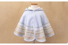 【ブルー】 ジャガード マント ブルージャガード CO-Ｗ-17-32【7営業日程度で発送】| ベビー ベビー服 赤ちゃん 服 ファッション フード 羽織り 生成 キナリ オーガニック タージマハル綿