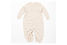 【ナチュラル】クローバー柄 2WAYオール CO-Ｗ42【7営業日程度で発送】| ベビー ベビー服 赤ちゃん 新生児～ 1歳前後 服 ツーウェイオール  スナップ留め ドレス型 パンツ オーガニック 綿 日本製