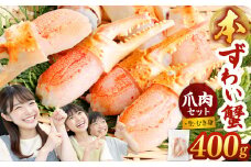 本ズワイ蟹  カニ 生爪セット 400g  ｜ 海鮮 カニ かに 蟹 ずわい蟹 爪肉 ズワイガニ ポーション むき身 カニしゃぶ しゃぶしゃぶ 簡単調理 冷凍